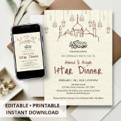 Minimalist Ramadan Kareem Iftar Dinner Invitation 招待状