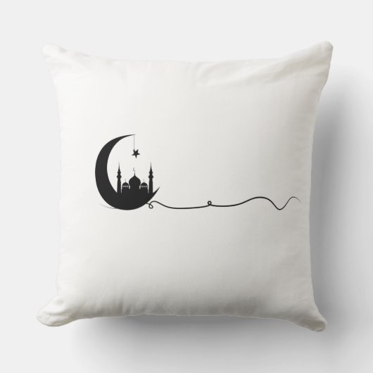 Minimalist Ramadan Moon Pillow クッション (正面)