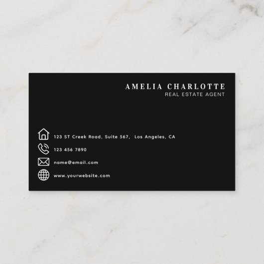 Minimalist Real Estate Agent Photo Modern 名刺 (裏面)