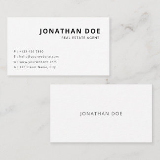 Minimalist Real Estate Agent Professional White 名刺