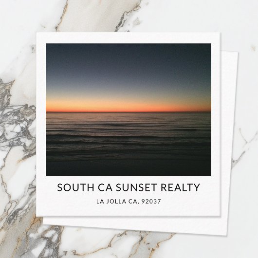 Minimalist Real Estate Agent Sunset Photo Template スクエア名刺