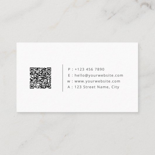 Minimalist Real Estate QR Code Modern White  名刺 (裏面)