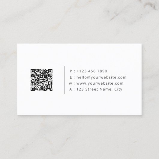 Minimalist Real Estate QR Code Modern White  名刺 (裏面)