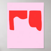 Minimalist Red Abstract Shapes Pink ポスター (正面)