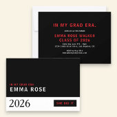 Minimalist Red Black Grad Era class of 2026 招待状
