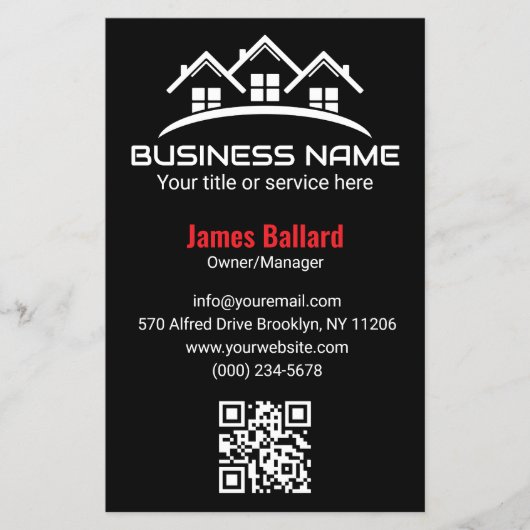 Minimalist Red Black Property Logo Professional チラシ (正面)