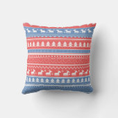 Minimalist Red & Blue Christmas - Unique Pattern クッション (裏面)