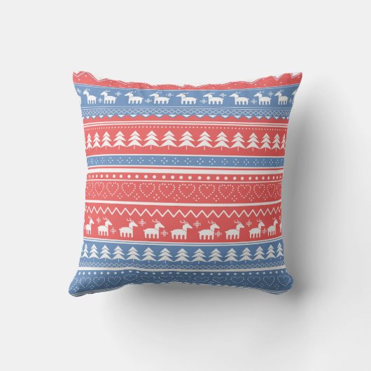 Minimalist Red & Blue Christmas - Unique Pattern クッション (裏面)
