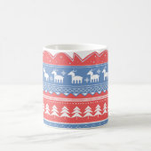 Minimalist Red & Blue Christmas - Unique Pattern コーヒーマグカップ (中央)
