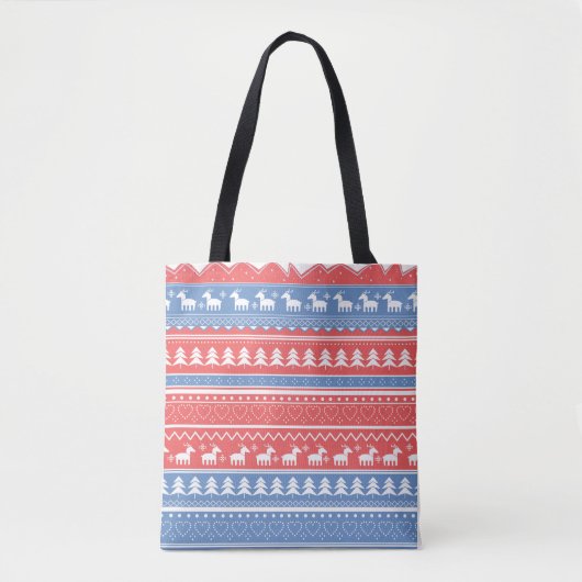 Minimalist Red & Blue Christmas - Unique Pattern トートバッグ (正面)