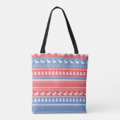 Minimalist Red & Blue Christmas - Unique Pattern トートバッグ (裏面)