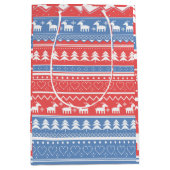 Minimalist Red & Blue Christmas - Unique Pattern ミディアムペーパーバッグ (正面)
