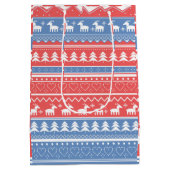 Minimalist Red & Blue Christmas - Unique Pattern ミディアムペーパーバッグ (裏面)