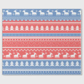 Minimalist Red & Blue Christmas - Unique Pattern ラッピングペーパー (フラット)