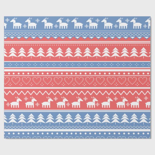 Minimalist Red & Blue Christmas - Unique Pattern ラッピングペーパー (フラット)