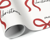 Minimalist Red Bow Merry Christmas ラッピングペーパー (ロールコーナー)