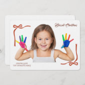 Minimalist Red Bows Blessing Christmas Handwriting 招待状 (正面/裏面)