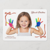 Minimalist Red Bows Blessing Christmas Handwriting 招待状 (正面)