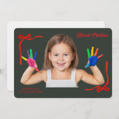 Minimalist Red Bows Blessing Christmas Handwriting 招待状 (正面/裏面)