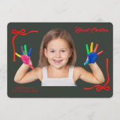 Minimalist Red Bows Blessing Christmas Handwriting 招待状 (正面)