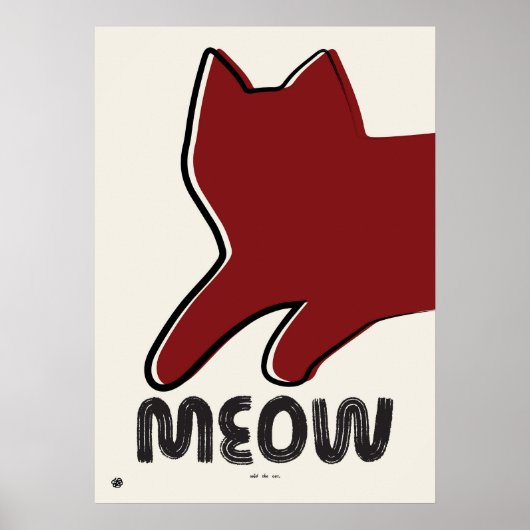 Minimalist Red Cat Silhouette Poster ポスター (正面)