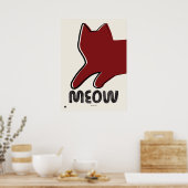 Minimalist Red Cat Silhouette Poster ポスター (キッチン)