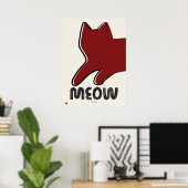 Minimalist Red Cat Silhouette Poster ポスター (ホームオフィス)