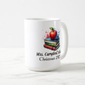 Minimalist Red Educator/Teacher Books Personalize コーヒーマグカップ (正面右)