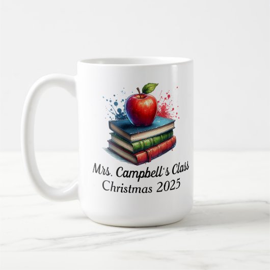 Minimalist Red Educator/Teacher Books Personalize コーヒーマグカップ (左)