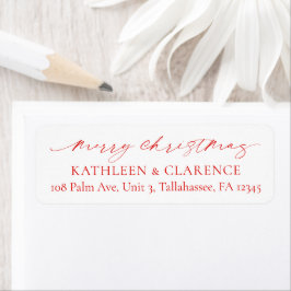 Minimalist Red Elegant Christmas Return Address ラベル
