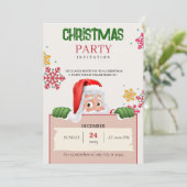 Minimalist Red & Green Christmas Party Invitation  招待状 (スタンド正面)