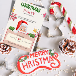 Minimalist Red & Green Christmas Party Invitation  招待状