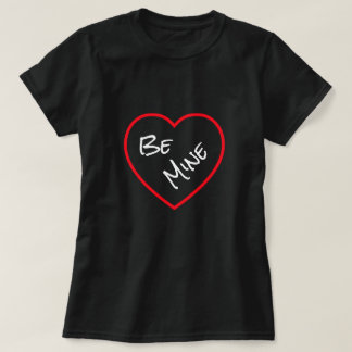 Minimalist Red Heart Be Mine Valentine's Day Black Tシャツ