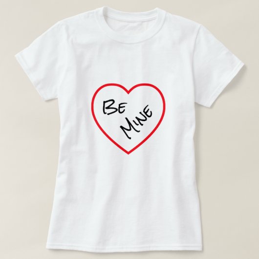 Minimalist Red Heart Be Mine Valentine's Day White Tシャツ (デザイン正面)