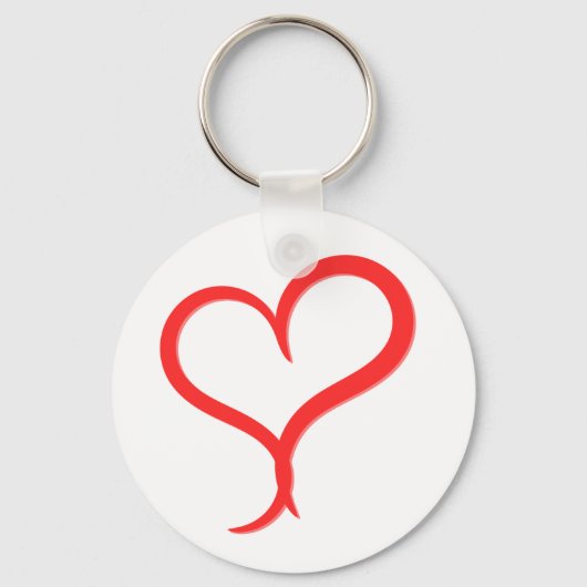 Minimalist Red Heart Keychain - Artistic Hand-Draw キーホルダー (正面)