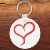Minimalist Red Heart Keychain - Artistic Hand-Draw キーホルダー (正面)