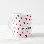 Minimalist Red Hearts Pattern Mug | Cute Romantic コーヒーマグカップ (正面左)