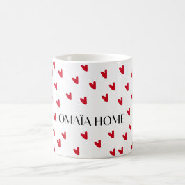 Minimalist Red Hearts Pattern Mug | Cute Romantic コーヒーマグカップ