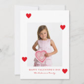 Minimalist Red Hearts Photo Happy Valentines Day シーズンカード (正面)