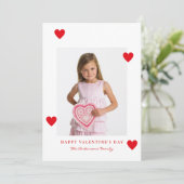 Minimalist Red Hearts Photo Happy Valentines Day シーズンカード (スタンド正面)