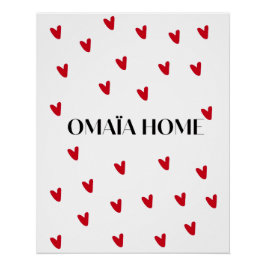 Minimalist Red Hearts Wall Art ポスター