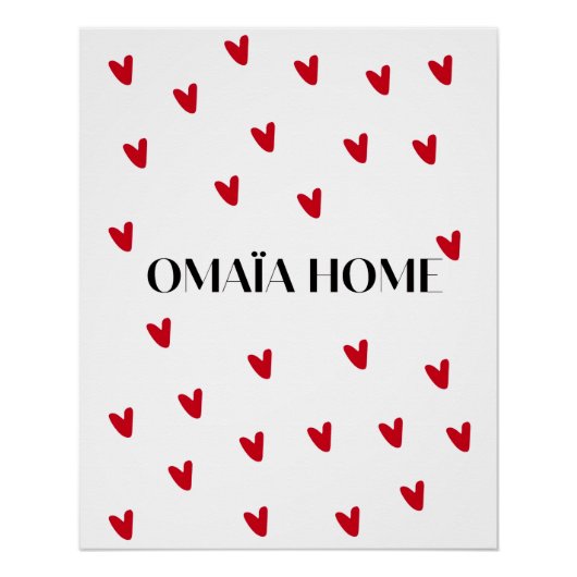 Minimalist Red Hearts Wall Art ポスター (正面)