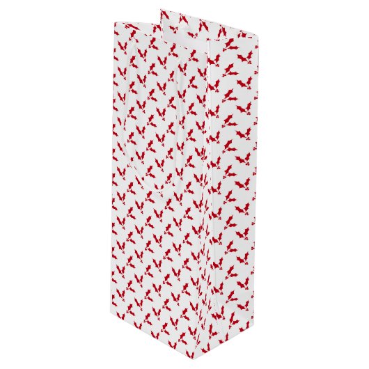 Minimalist Red Holly Berry on White Christmas ワインギフトバッグ (正面アングル)