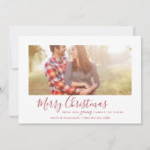 Minimalist Red Merry Christmas Our Growing Family シーズンカード (正面)