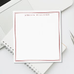 Minimalist Red Monogram Two Border ノートパッド<br><div class="desc">Create your own personalized notepads with red elegant chic typography monogram name and two border line design.</div>