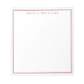 Minimalist Red Monogram Two Border ノートパッド (正面)