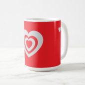 Minimalist Red Mug with Heart Pattern コーヒーマグカップ (正面右)