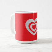 Minimalist Red Mug with Heart Pattern コーヒーマグカップ (正面左)