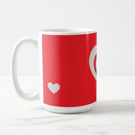 Minimalist Red Mug with Heart Pattern コーヒーマグカップ (左)