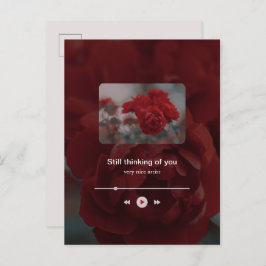 Minimalist Red Music Player Valentine's Day シーズンポストカード